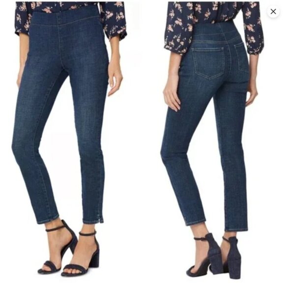 NYDJ Ankle Jeans Plus Size 22W Blue Stretch Dark Denim Lift Tuck Pull on - Picture 2 of 12